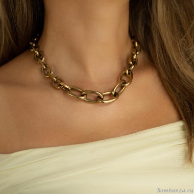 Колье Thot Gioielli, со звеньями разных форм, TG25.1-CLV07 золотистый