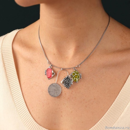 Колье TARATATA, Sushi, с цветной смолой и стеклянными бусинами, TT-T25-06107-10M серебристый