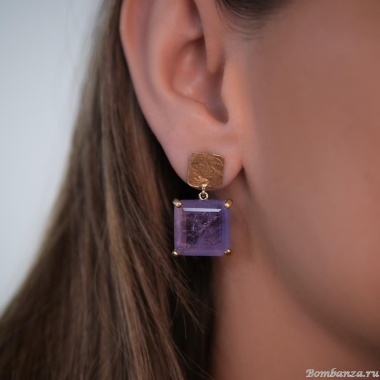 Серьги Estrosia, с аметистовым кристаллом, ES-ORVC13-2A сиреневый