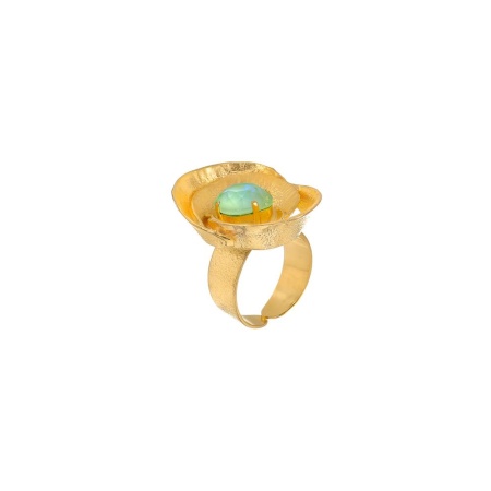 Кольцо Catherine Bijoux, Abstract shell, разъемное, с кристаллом, CB25.1-5381DG мятный