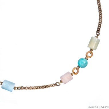 Колье Alcozer&J, с амазонитом, аквамарином и кварцем, AL-C48AC25-R бирюзовый