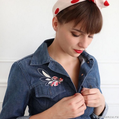 Брошь Taratata, Demoiselle, с цветной смолой и бусинами, TT-E21-07204-103 (красный)