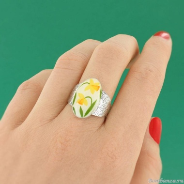 Кольцо TARATATA, Jonquille, разъемное, с узорами и цветной смолой, TT-W24-01402-10Y желтый