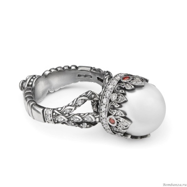 Фактурное кольцо Fiore di Firenze Корона с крупной жемчужиной AN181118PLAC. ARGENTO