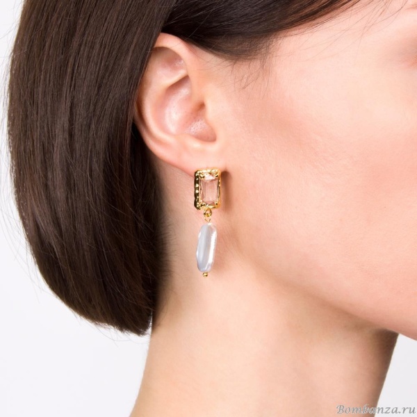 Серьги Moon Paris, Ringo, золотистые, кристалл, жемчуг, MR-21.11-318 хрустальный