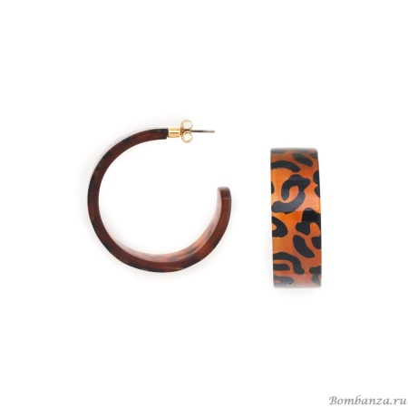 Серьги Nature Bijoux, Jaguar, полукольца из рога, с принтом, NB25.2-12-90446 коричневый