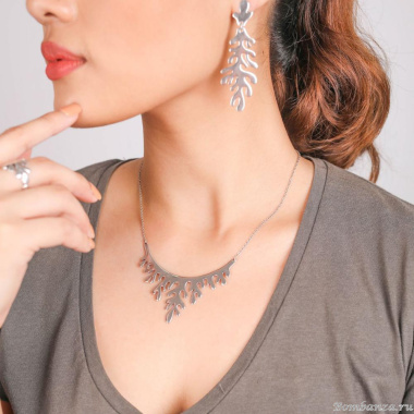 Колье ORI TAO, Sea Weeds, с подвеской морская водоросль, OT21.1-15-30690 серебристый