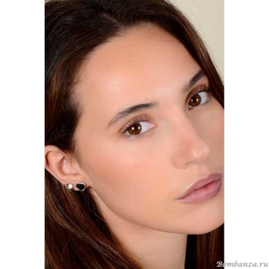 Пуссеты Ciclon, Pasion, сердце со вставкой из муранского стекла, CN-241603 черный