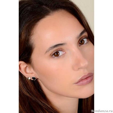 Пуссеты Ciclon, Pasion, сердце со вставкой из муранского стекла, CN-241603 черный