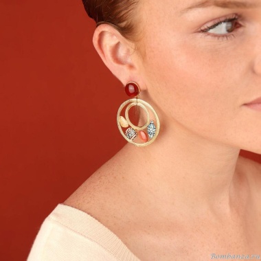 Серьги TARATATA, Antique, асимметрия, смола, пудра, сердолик, TT-H25-07962-20M золотистый