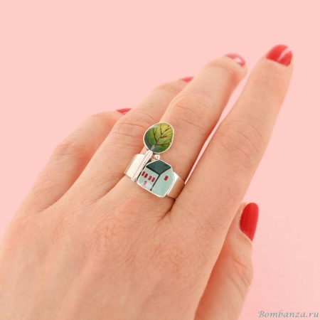 Кольцо TARATATA, Mon ptit village, разъемное, с цветной смолой и узорами, TT-H25-03406-10M серебристый