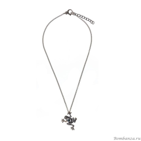 Колье Alcozer&J, лягушка, жемчуг, изумруд, Swarovski, AL-C4662C золотистый