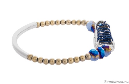 Браслет Taratata, Cours toujours, серебристый, с синим шнурком и стеклянными бусинами, TT-T20-50309-104