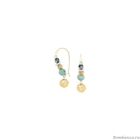Серьги Franck Herval, Baya, амазонит, бусины, кость, FH24.2-12-68978 золотистый Серьги Franck Herval, Baya, амазонит, бусины, кость, FH24.2-12-68978 золотистый