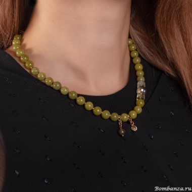 Колье Lanzerotti, Verde, жад, цитрин, кристаллы, лабрадорит, LZ-24.12-556 зеленый