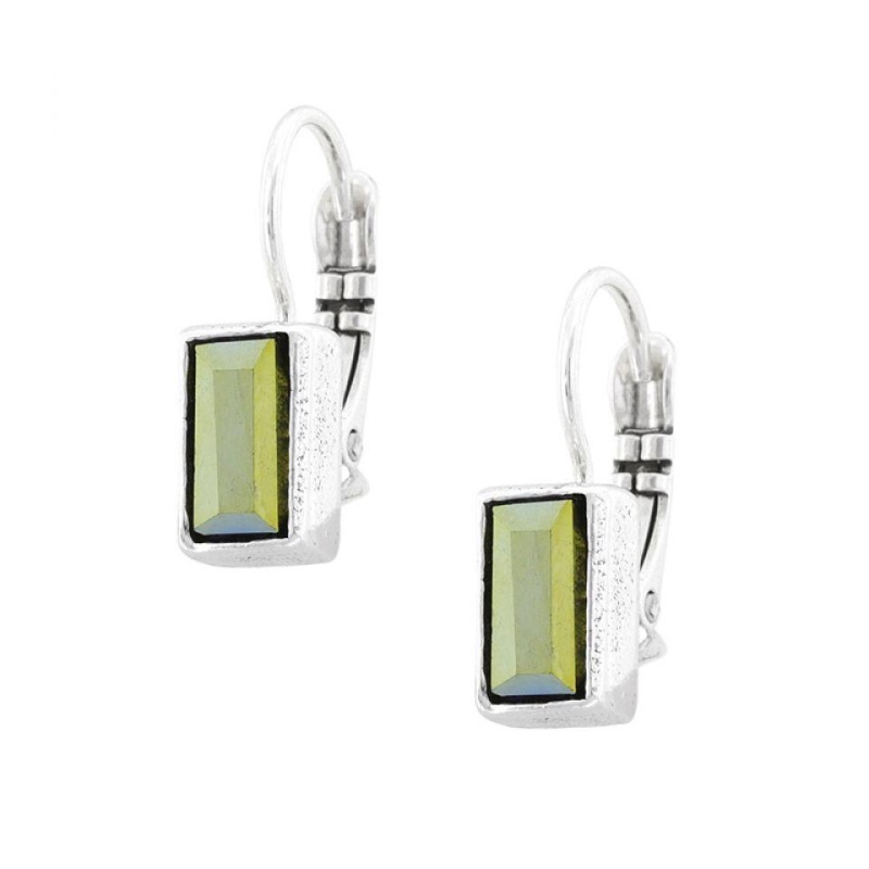 Серьги Taratata, Gombos, серебристые, с зеленым кристаллом, TT-H19-01701-107