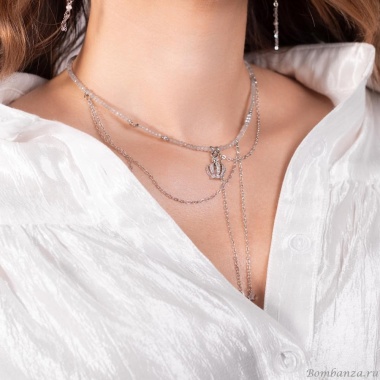 Колье Lanzerotti, Gelido, с жемчугом и лабрадоритом, LZ-25.02-035 серый