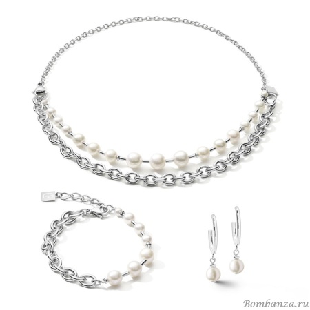 Серьги Coeur de Lion, 4-In-1 White-Silver, 1100/21-1417. Германия