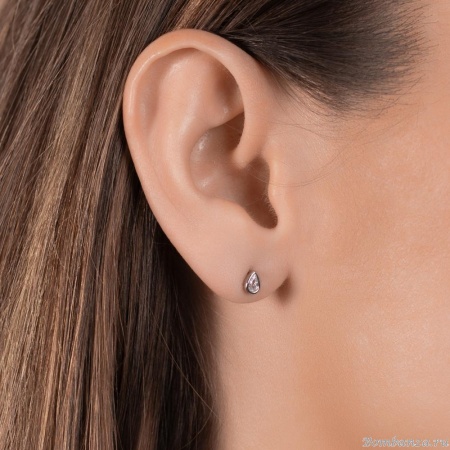 Пуссеты Lanzerotti, Gelido, в форме капли с кристаллом, LZ-25.02-089 серебристый