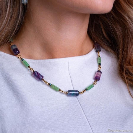 Колье Lanzerotti, Ispirazione, флюорит, агат, гематит, LZ-24.10-433 зеленый