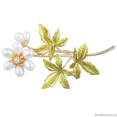 Брошь Букет Natural pearl, XR12097A3 G