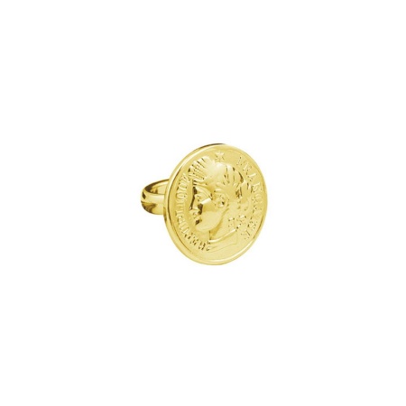 Кольцо Ciclon, France, с гравировкой, металл, CN-220508 золотистый
