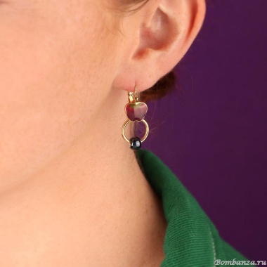 Серьги TARATATA, Paprika, асимметричные, смола, керам. бусина, TT-H25-12799-20M золотистый