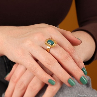 Кольцо TARATATA, Joyeuse, разъемное, со стеклянной бусиной, TT-H24-11419-207 зеленый