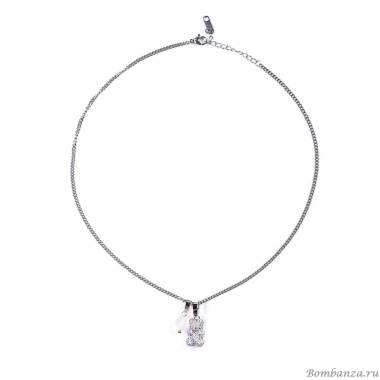 Колье Moon Paris, Ringo, с мишкой и кошачьим глазом, MR-22.04-134 серебристый