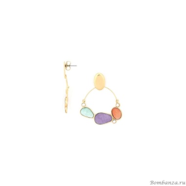 Серьги Franck Herval, Aurore, ракушки Capiz в смоле,кристалл Swarovski, FH24.2-12-69168 золотистый