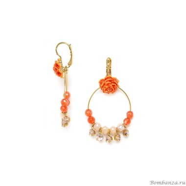 Серьги Franck Herval, Clea, авантюрин, Swarovski, жемчуг, эмаль, FH23.2-12-68198 оранжевый