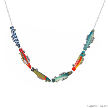 Колье TARATATA, Blue, цветная смола, роспись, слюдяной порошок, TT-E26-12122-10M серебристый
