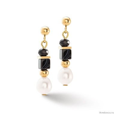 Серьги Coeur de Lion, Black-White, 1132/21-1314