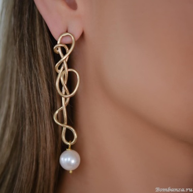 Серьги Estrosia, с жемчугом, ES-OREQ7-3A золотистый