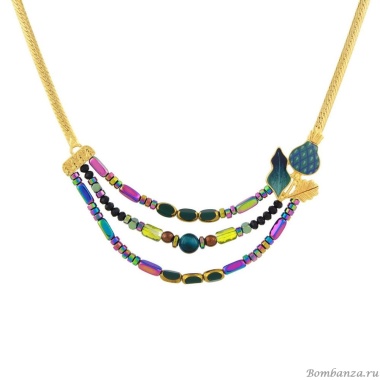 Колье TARATATA, Chardon bleu, со смолой, бусинами и тигровым глазом, TT-H24-09114-204 синий Колье TARATATA, Chardon bleu, со смолой, бусинами и тигровым глазом, TT-H24-09114-204 синий