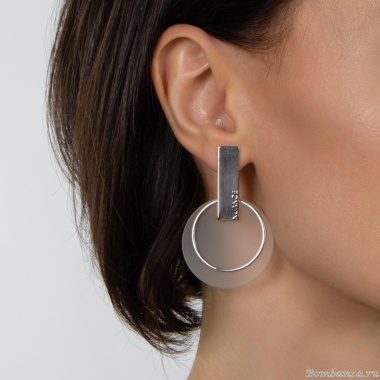 Серьги Nuance, с акриловым диском и кольцом, NFN-24.01-021 серебристый