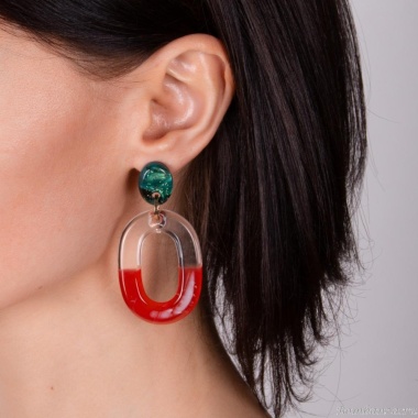 Серьги Moon Paris, Lorian, с овальной подвеской из акрила и смолы, ML-23.03-030 красный Серьги Moon Paris, Lorian, с овальной подвеской из акрила и смолы, ML-23.03-030 красный