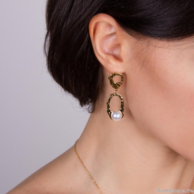 Серьги Moon Paris, Ikita, с жемчугом Майорика, MIK-22.10-042 золотистый Серьги Moon Paris, Ikita, с жемчугом Майорика, MIK-22.10-042 золотистый