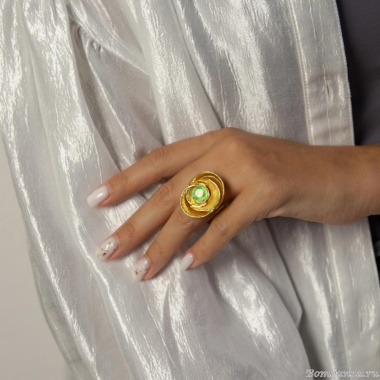 Кольцо Catherine Bijoux, Abstract shell, разъемное, с кристаллом, CB25.1-5381DG мятный