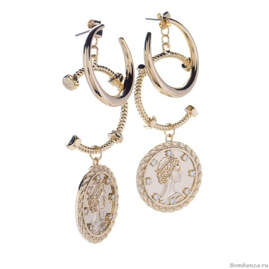 Серьги Moon Paris, Bohemia, с монетами и кристаллами, MB-21.07-037 золотистый Серьги Moon Paris, Bohemia, с монетами и кристаллами, MB-21.07-037 золотистый