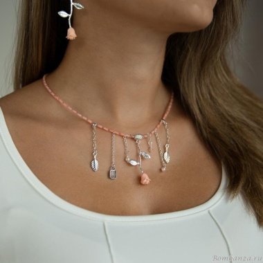 Колье Lanzerotti, Anne with an E, коралл, кристаллы, перламутр, кварц, LZ-25.08-236 розовый