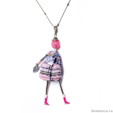 Подвеска Miamelie, кукла Лэсси в розовом платье и сиреневой жилетке, MiA-2202-CL0756 (золотистый)