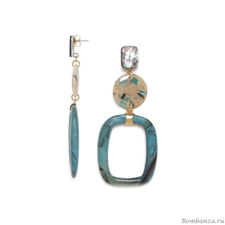 Серьги Nature Bijoux, Solenzara, перламутр, песок, тамариндовое дерево, NB24.1-12-79320 синий