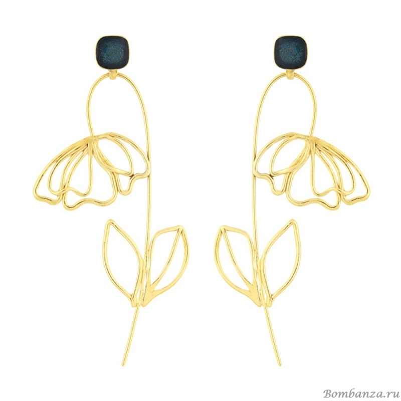 Серьги TARATATA, Esquisse, с прозрачной смолой и слюдяным порошком, TT-H25-02910-204 золотистый