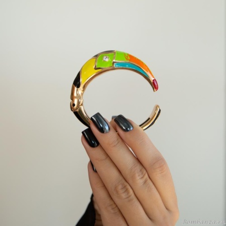 Браслет Polina Firenze, кафф, тукан с эмалью и кристаллами, PF25.2-BR4319 золотистый