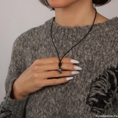 Колье Tra-la-ra, Tatoo, кожаное, с черепом и кристаллами, TLR24-522P208 красный