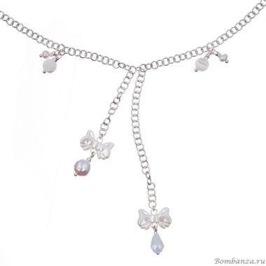 Колье Lanzerotti, Splendore, жемчуг, перламутр. гематит, кристаллы, LZ-24.08-309 серебристый