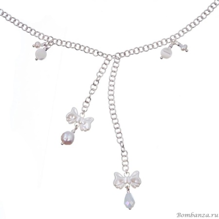 Колье Lanzerotti, Splendore, жемчуг, перламутр. гематит, кристаллы, LZ-24.08-309 серебристый