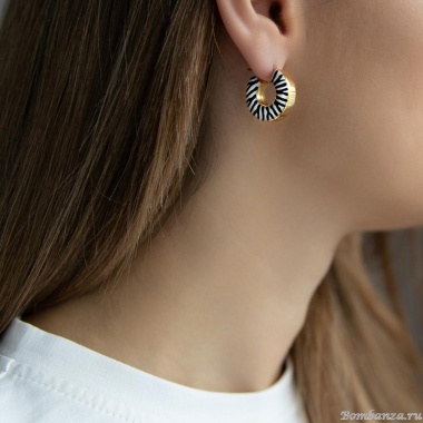 Серьги Francesca Bianchi, кольца, с эмалью, FB25.2-80S золотистый