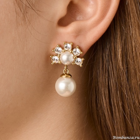 Серьги Dyrberg Kern, VERONICA SG CRYSTAL /WHITE PEARL, 450109